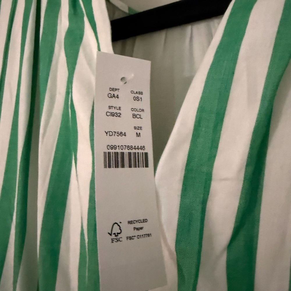 J.Crew Green and White Striped Sleeveless Dress - Picture 3 of 6